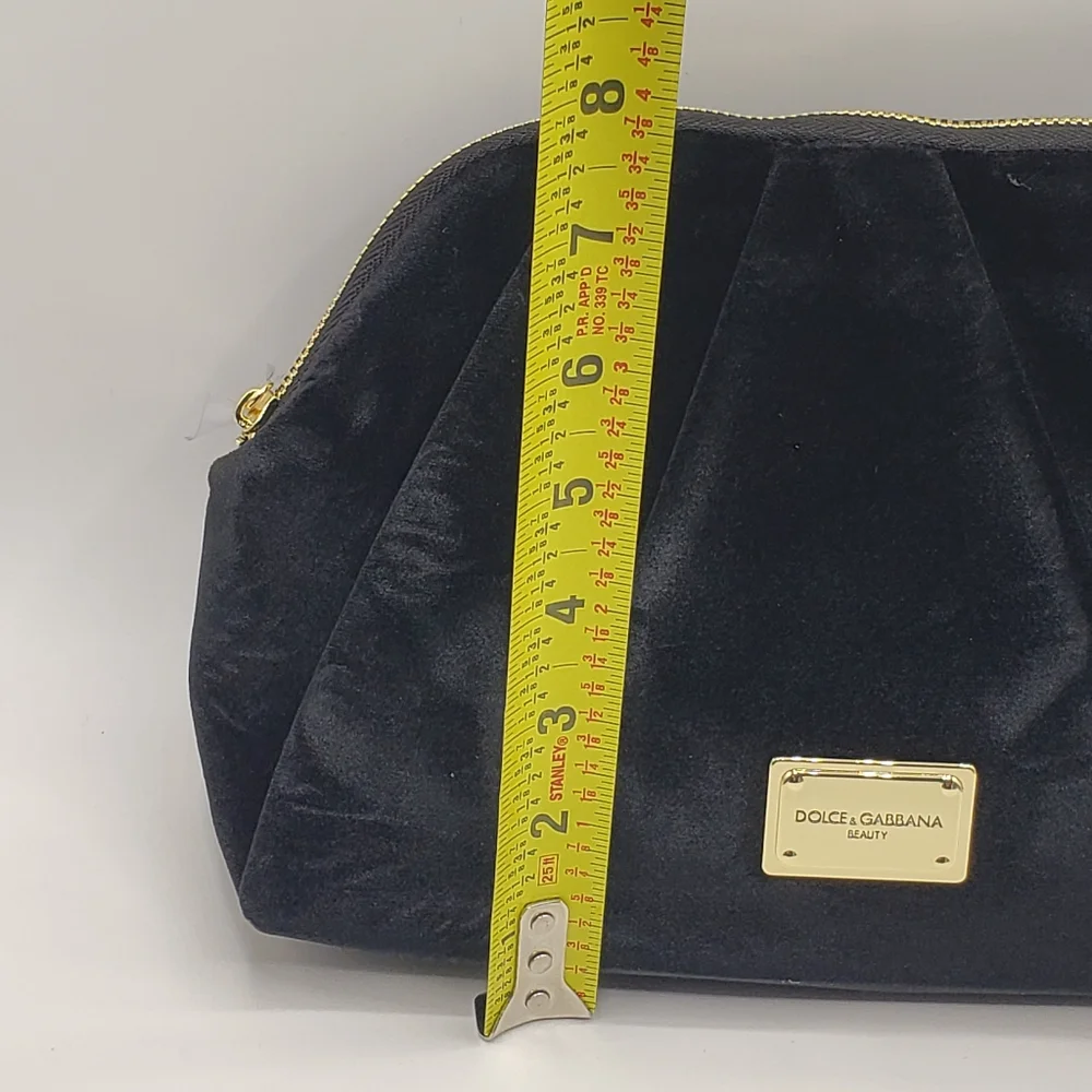 Dolce & Gabbana Black Velvet Pouch Cosmetic Makeup Bag